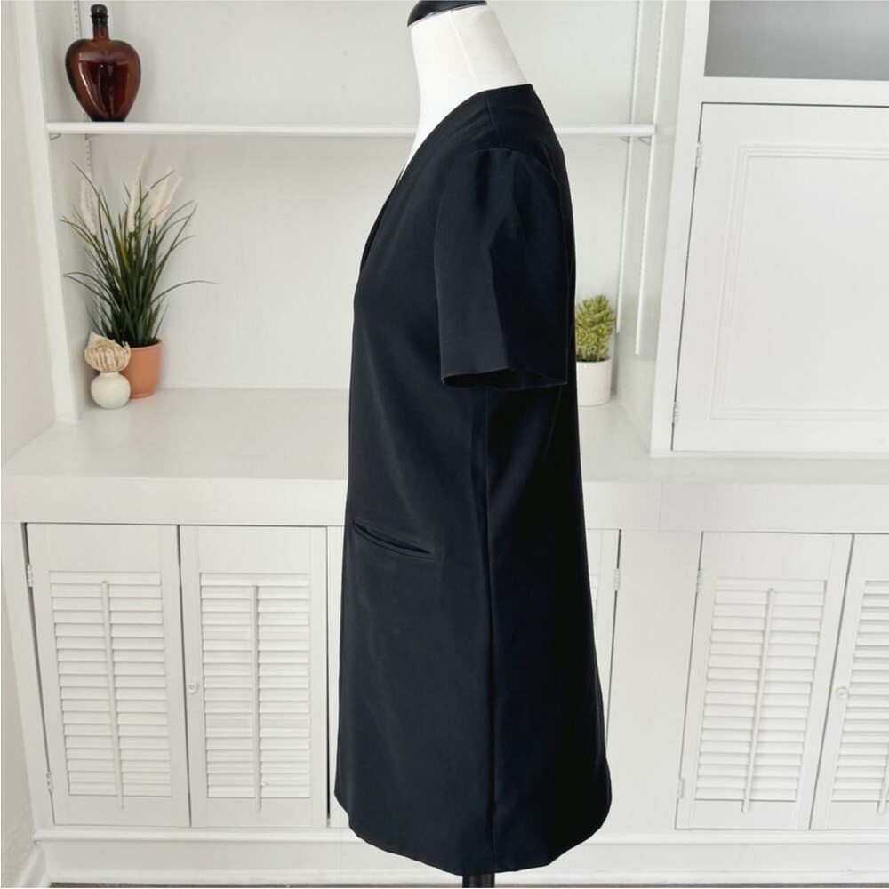 T By Alexander Wang V-Neck Short Sleeve Shift Mini Black Dress Women’s Size 4 - Picture 13 of 14